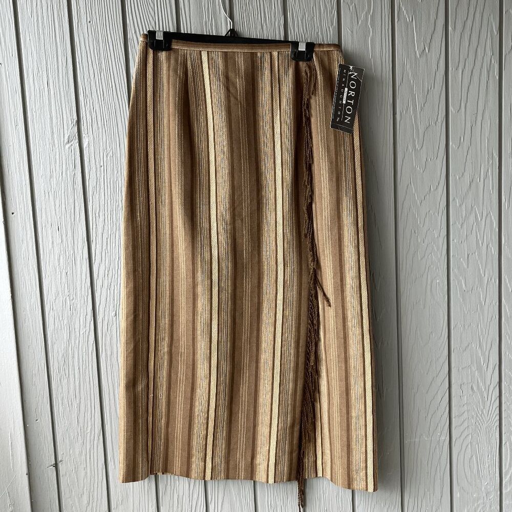 90s Norton McNaughton Striped Fringe Skirt NWT Vintage Boho Western Large